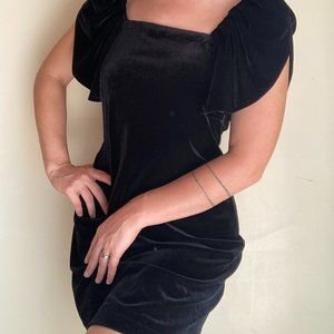 Split Sleeve Vintage Velvet Coctail Mini Dress- XS